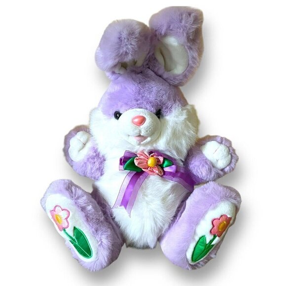 Vintage Dan Dee Hoppy Hopster Easter Bunny Plush Rabbit Toy 22" Purple White - Picture 1 of 10